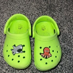 Kids Green Crocs with Fun Sea Creatures
